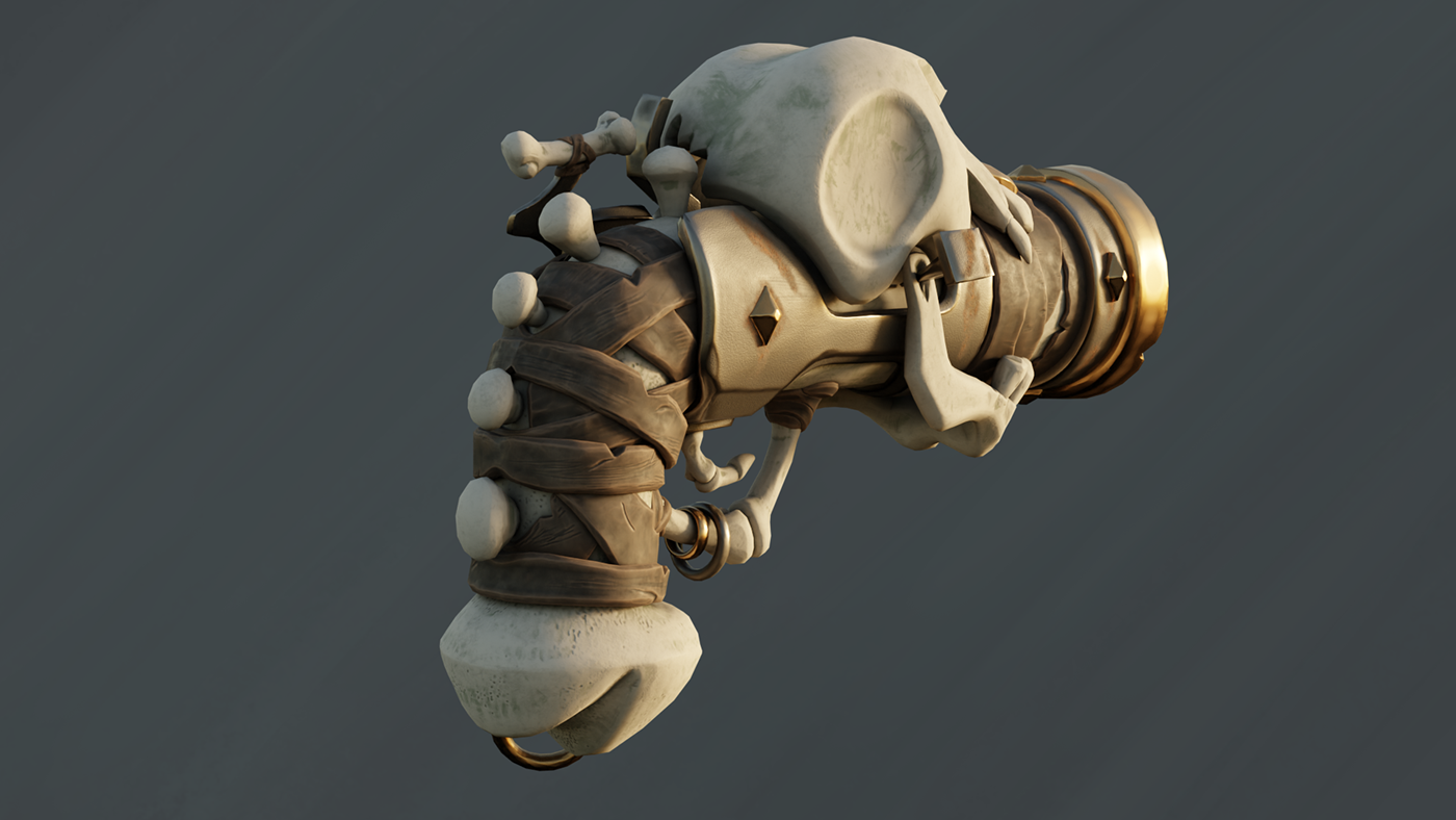 3D 3d weapons  blender3d Digital Art  fantasy Game Art props skull stylized model texturing