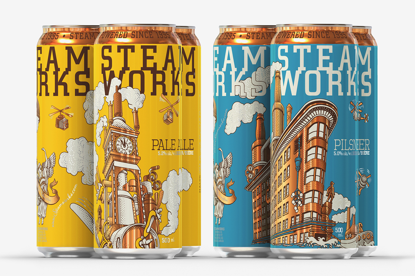 steamworks beer brewery cans beers