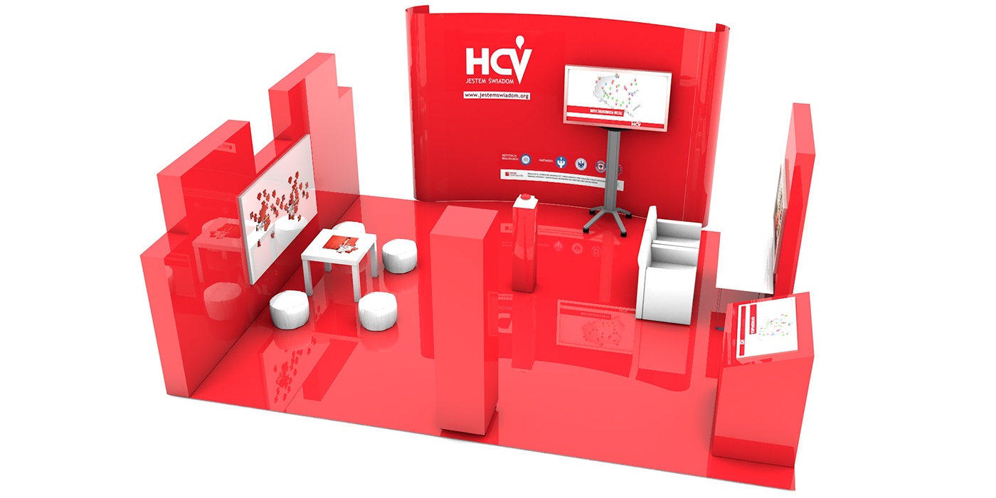 exhibition stand visualisation 3D Exhibition  red HCV