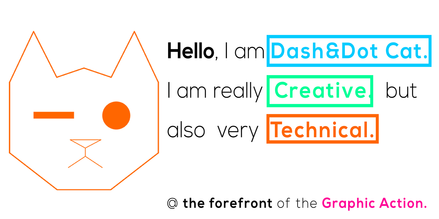 Cat Dash dot logo idea concept face watching