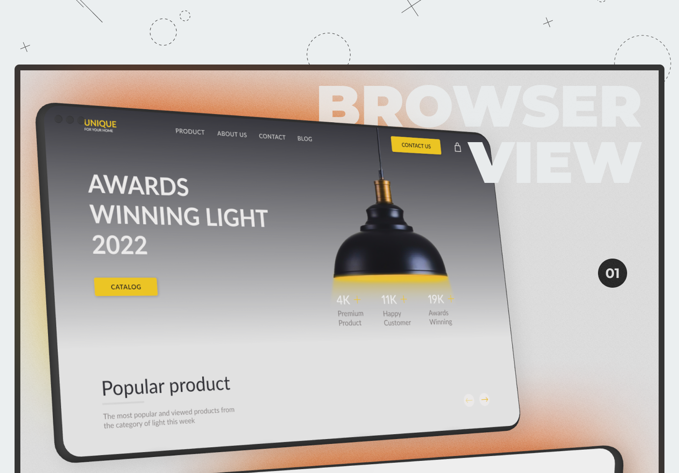 Corporate landing page website selling lamps