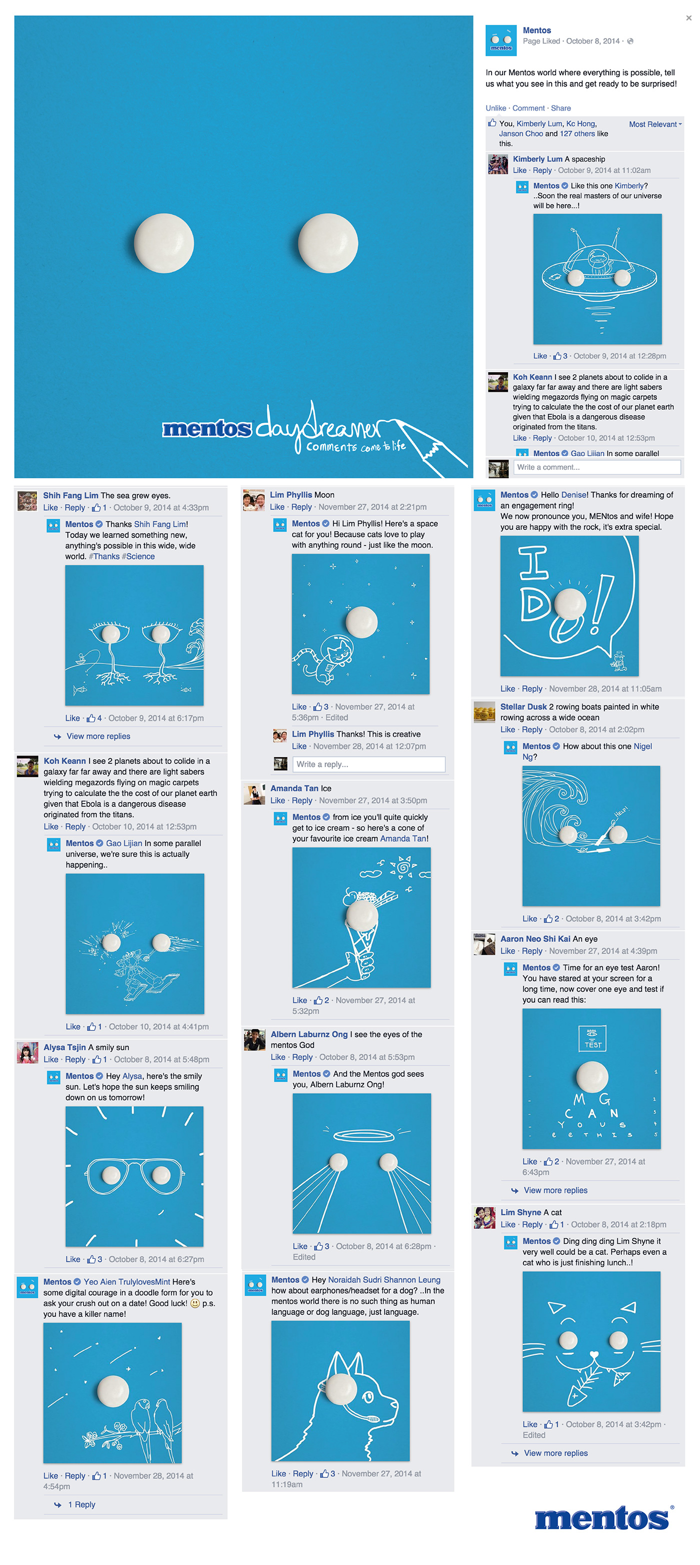 mentos Viral social social media facebook doodle fresh thinking fresh Freshmaker comments Like thumbs up pencil wacom engagement