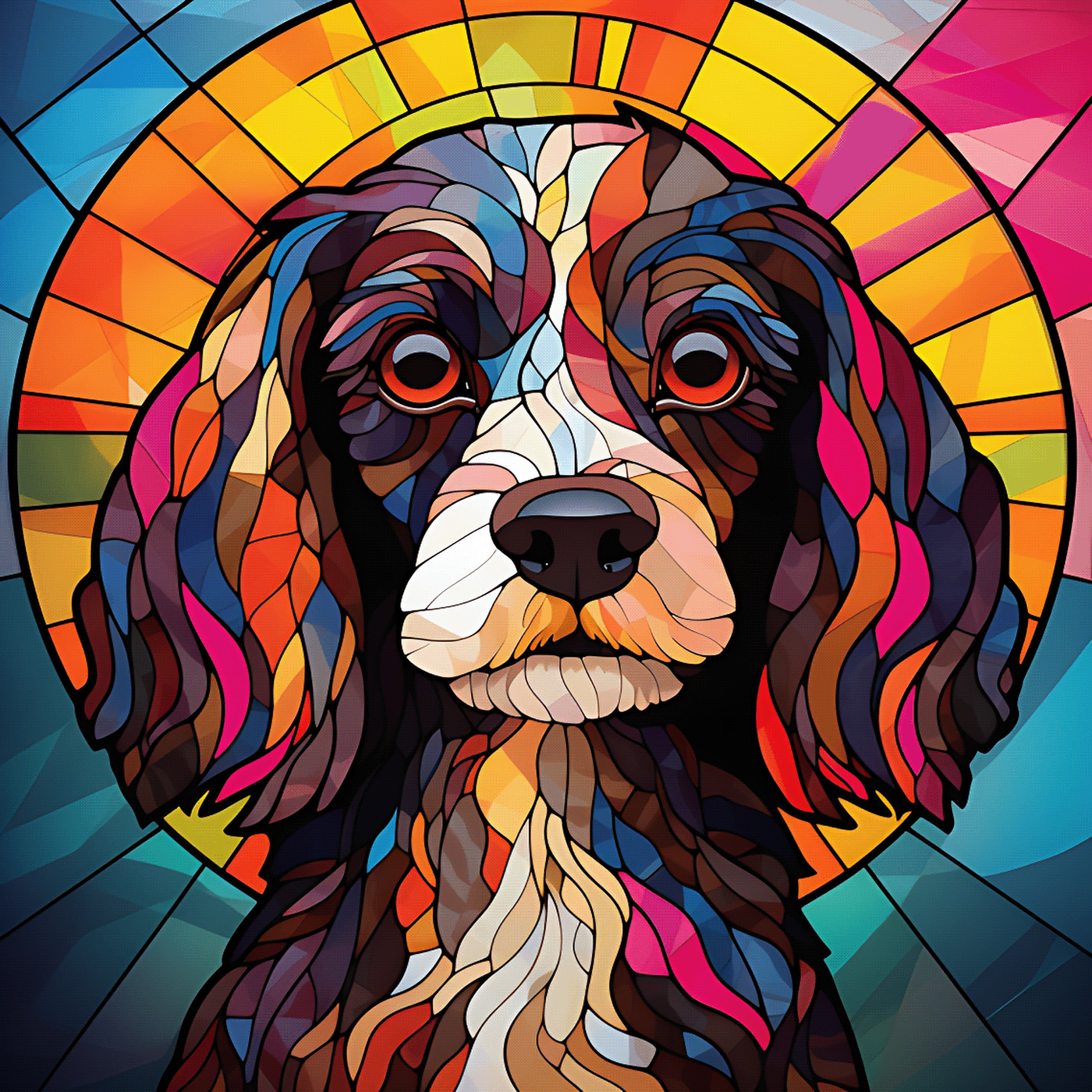 stained glass glass effect dog animal Pet graphic design  midjourney Digital Art  Drawing  Stained  Dog