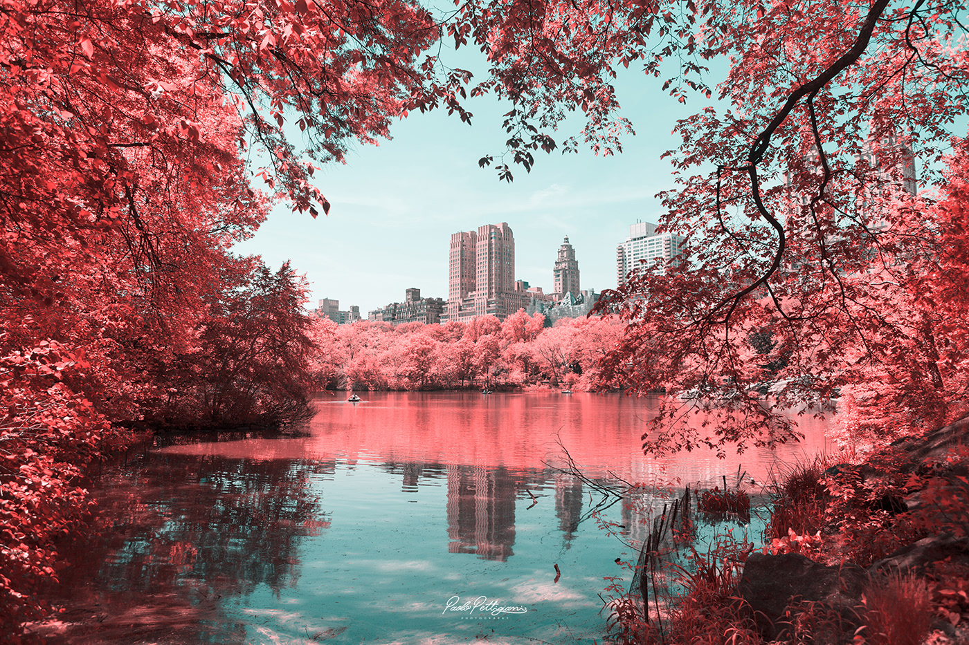 New York infrared digital photo photoshop Nature water red color light city Landscape Urban design Manhattan