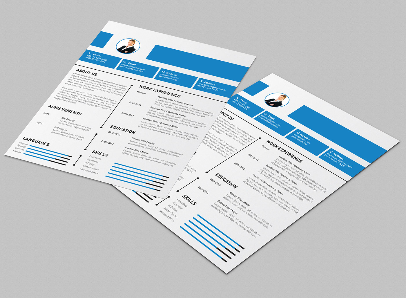 Resume female feminine InDesign infographic modern professional resume clean CV resume design