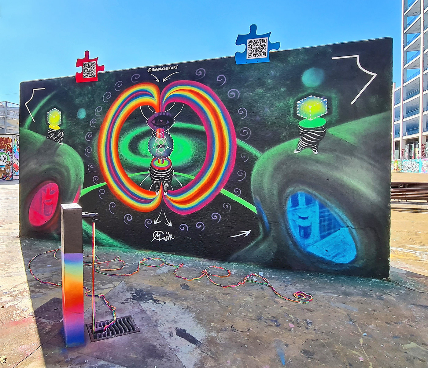 Conscious Art energy Female Street Artist frequencies healing art interactive art Mural spraypaint Street Art  universe