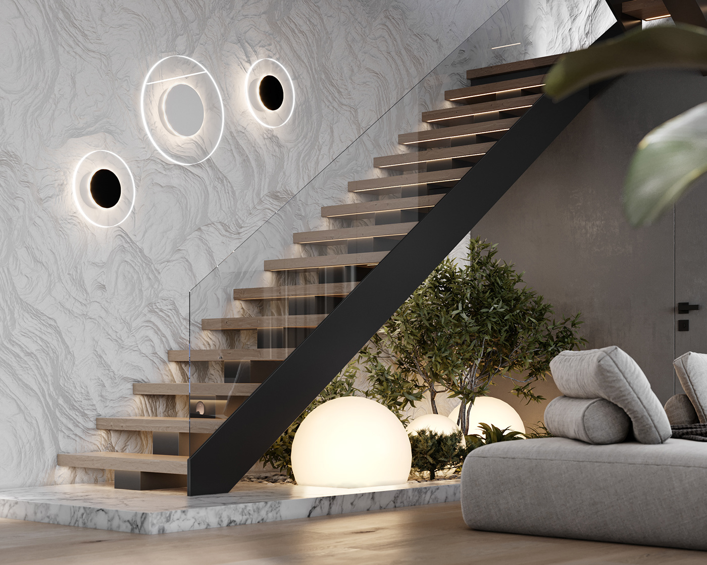 living room interior design  visualization architecture modern 3ds max corona Render 3D kitchen