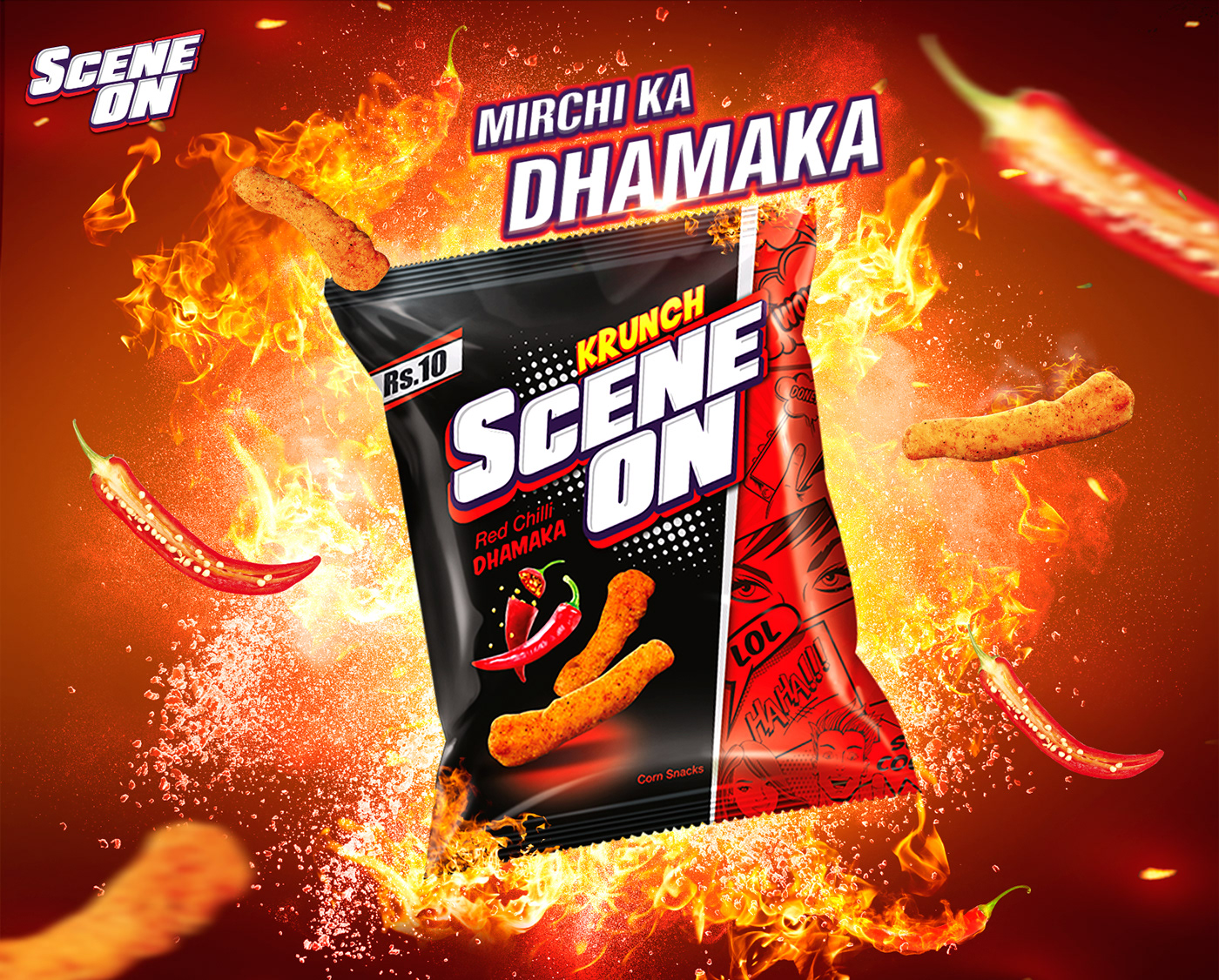 National Foods social media snacks animation  Hot chili spicy Red Chilli ad fire