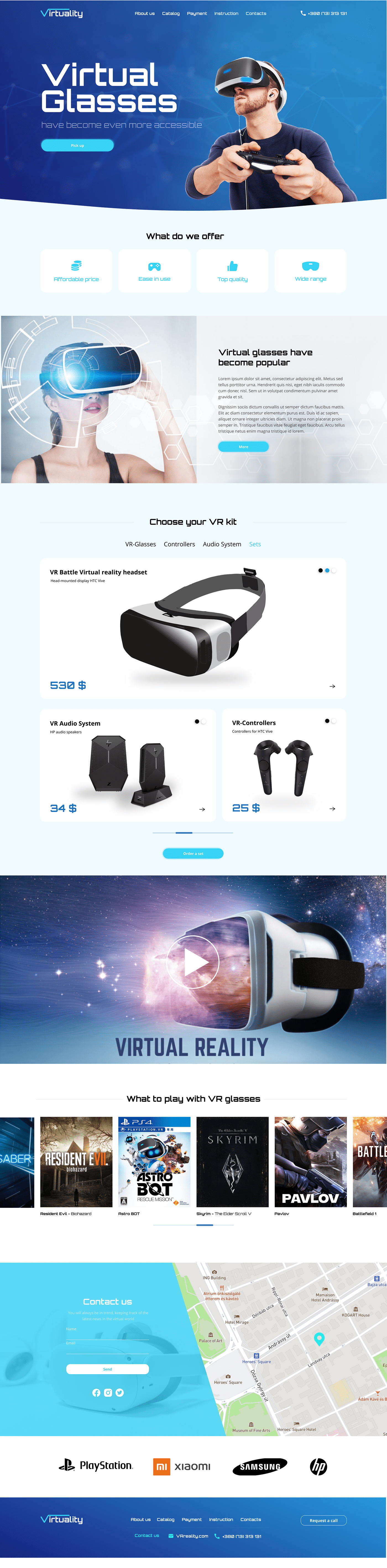 Computer game landing page site UI ux Virtual reality vr