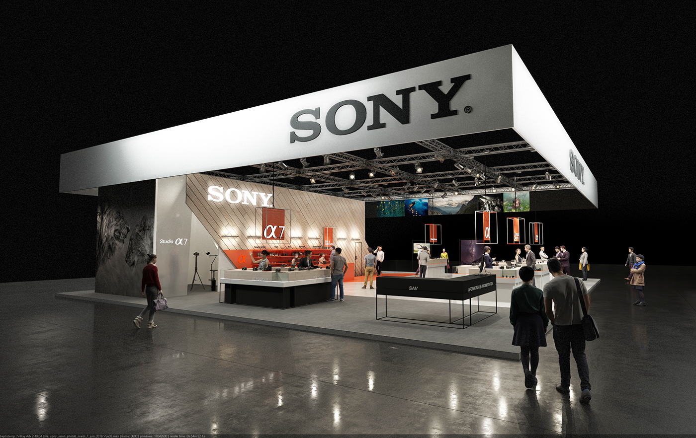 3D Stand booth Exhibition  design archi Sony camera photo ActionCam
