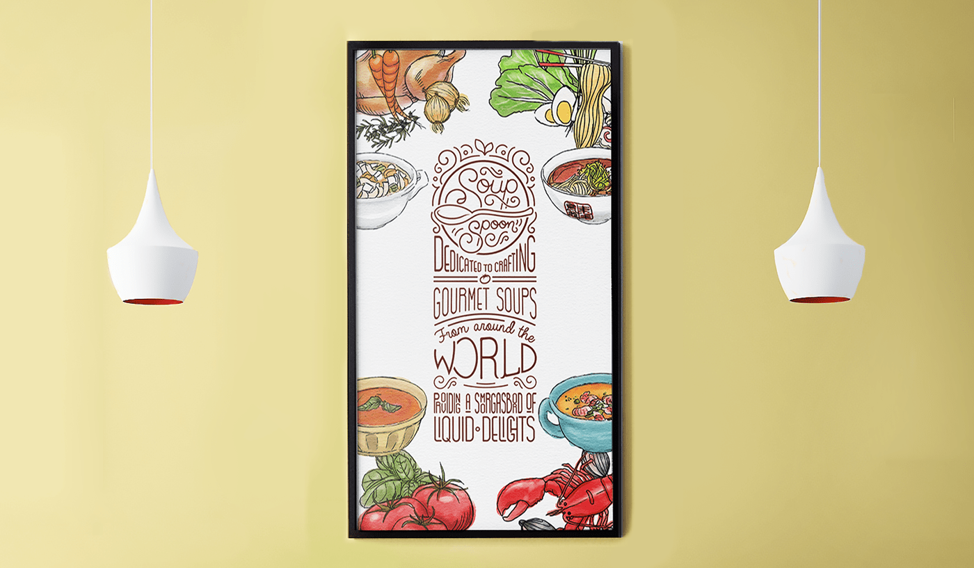 Soup restaurant restaurant design poster illustrated poster Food  food illustration typography   typographic poster
