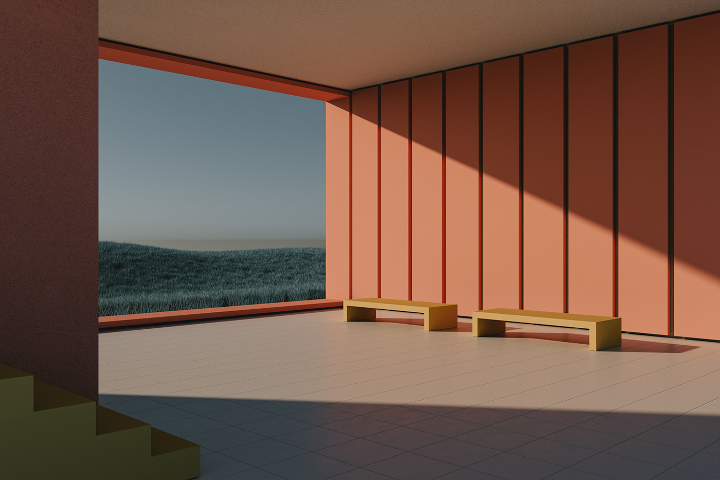 3D architecture arnold c4d Landscape light minimal Render surreal wallpaper