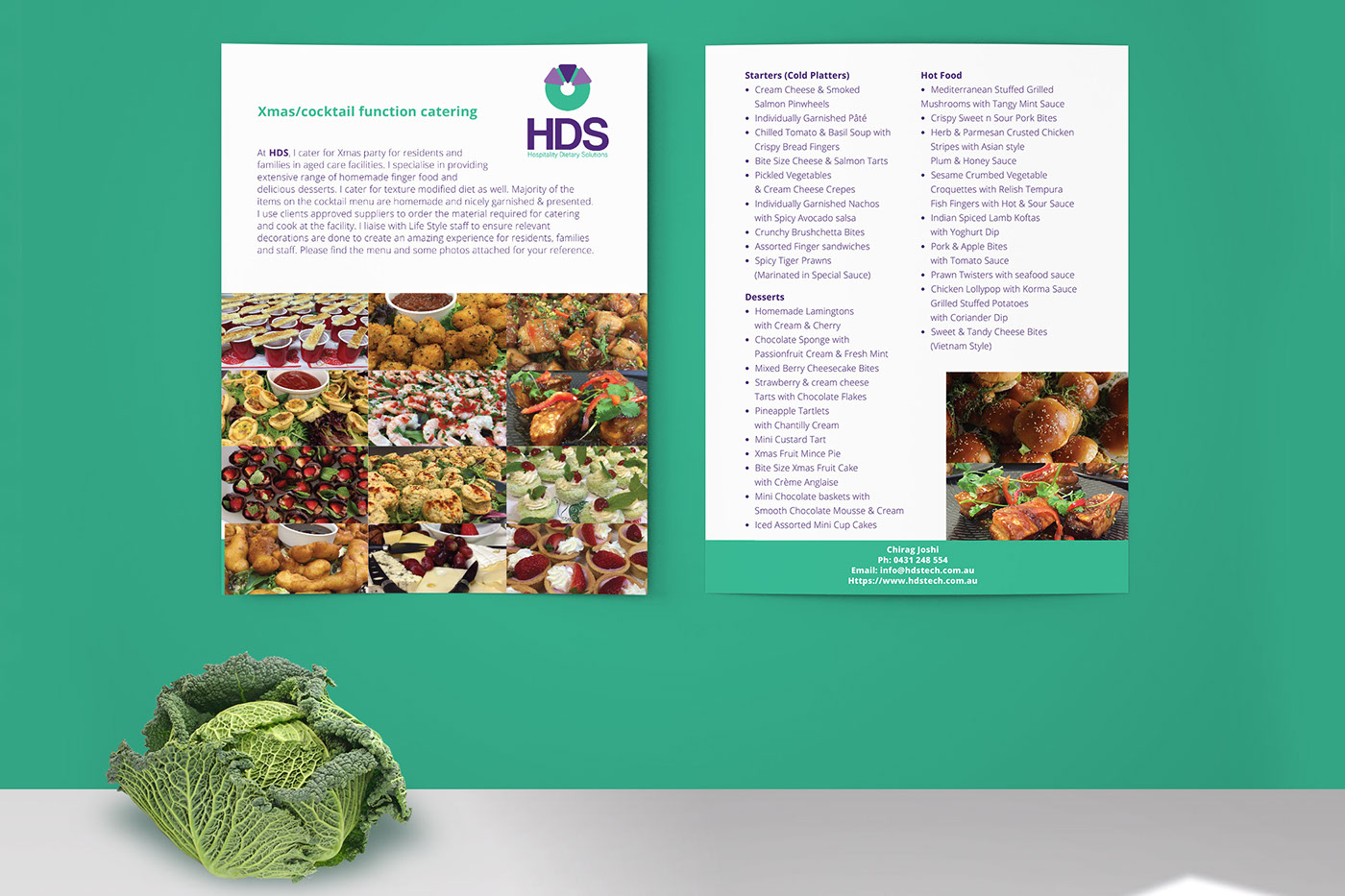 Hospitality brochure green fruits Australia dietary presentation folder fresh Food 