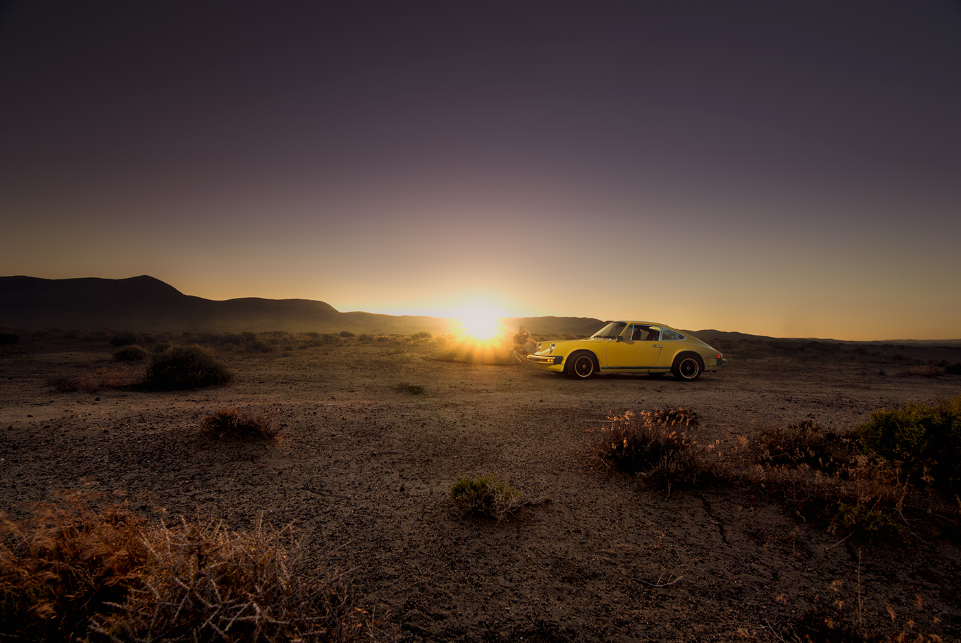 Porsche car Photography  desert sunset