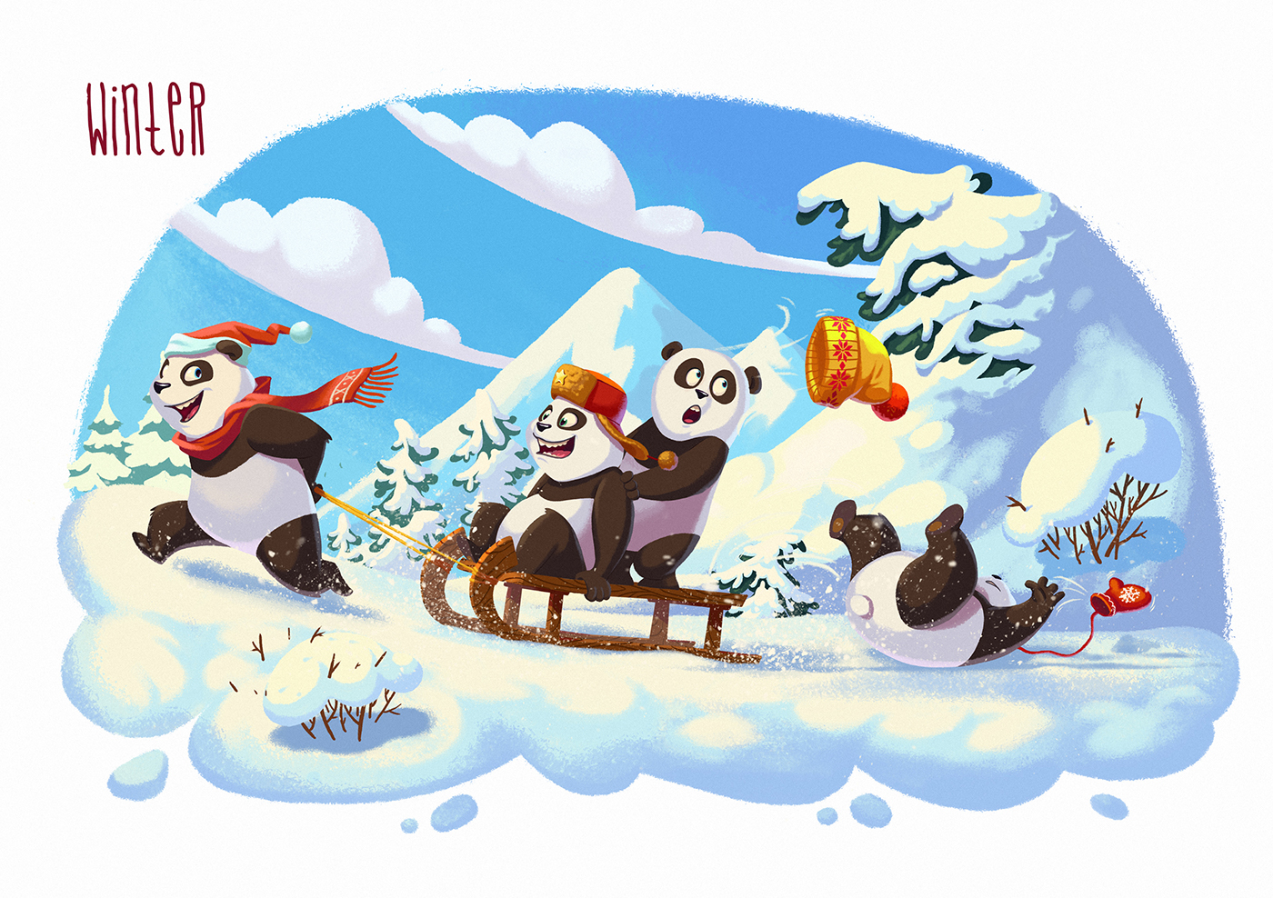 #panda photoalbum ILLUSTRATION  cartoon children art photobook seasons characterdesign