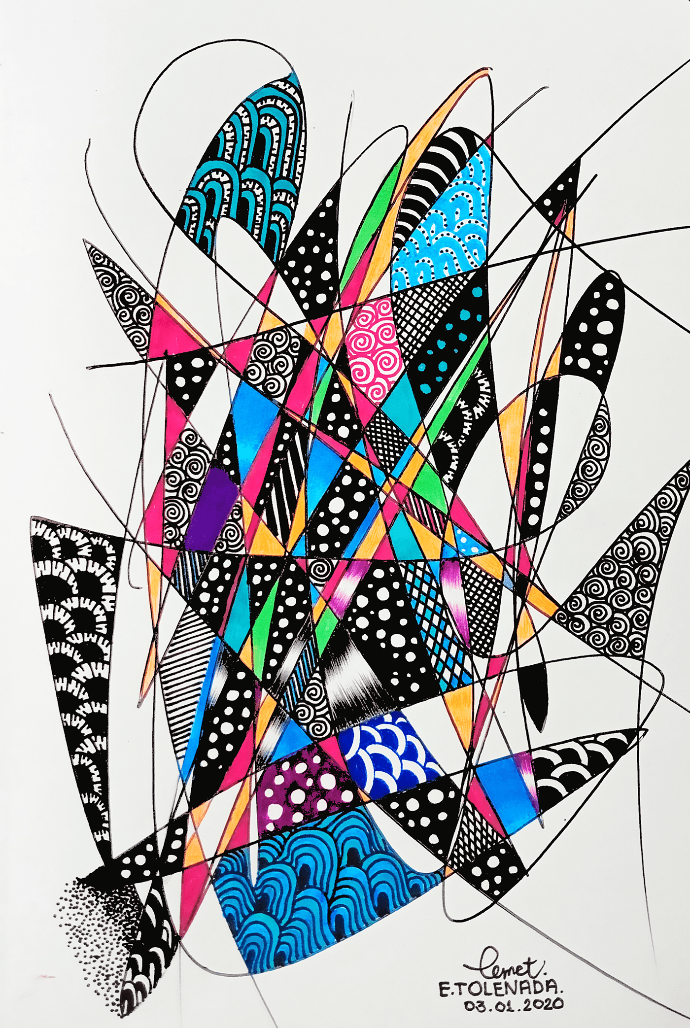 color artwork Drawing  sketch artist pen Swirls ink paper