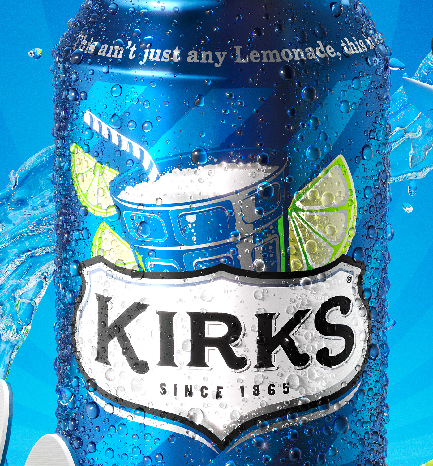 kirks can Liquid 3dsmax corona splash beverage CGI Spritz