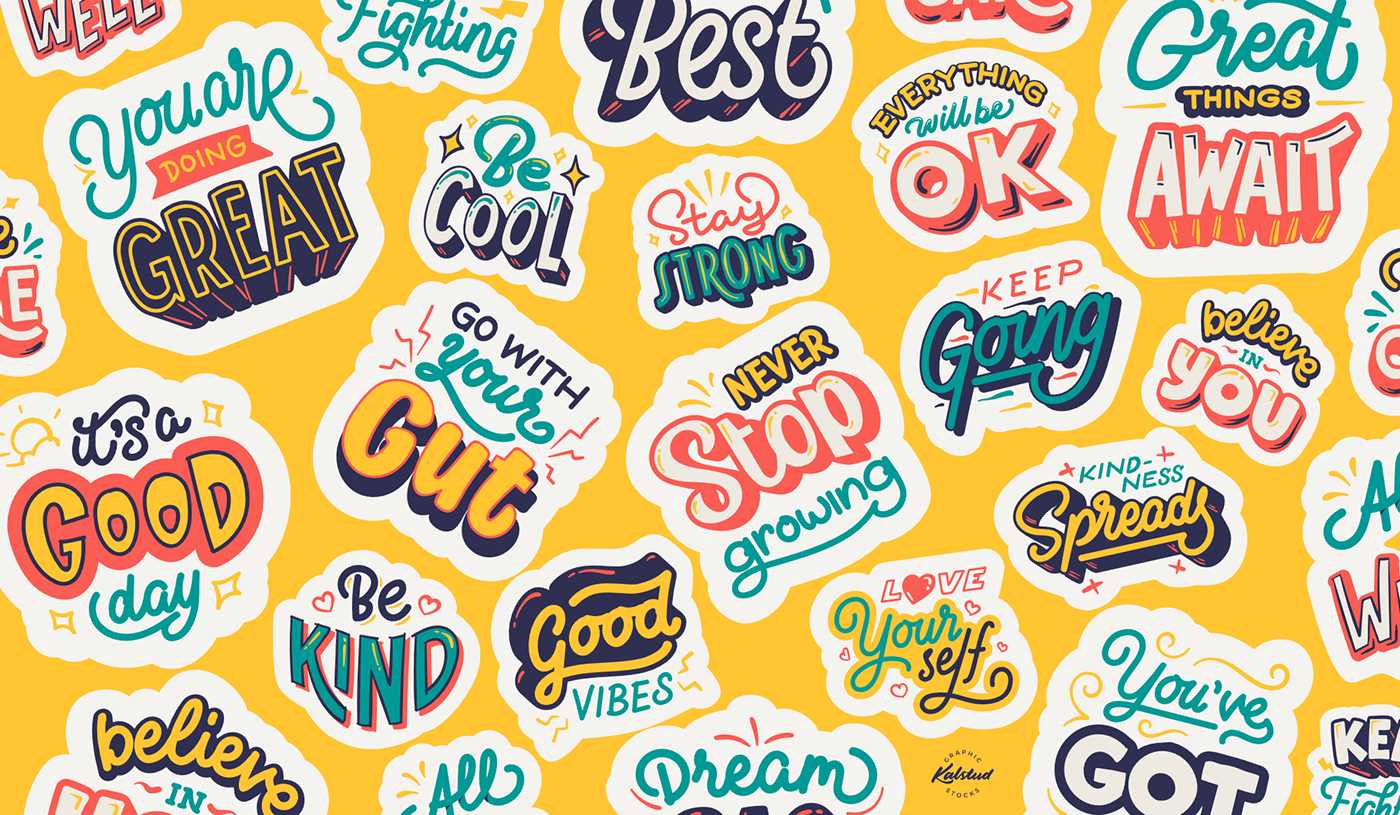 lettering typography   sticker sticker pack stickers Sticker Design Quotes motivation inspiration positivity