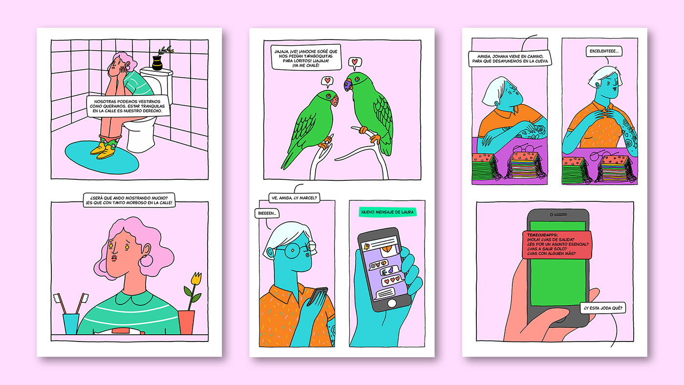 cellphone comic COVid ebook epub feminism ILLUSTRATION  interactive mobile