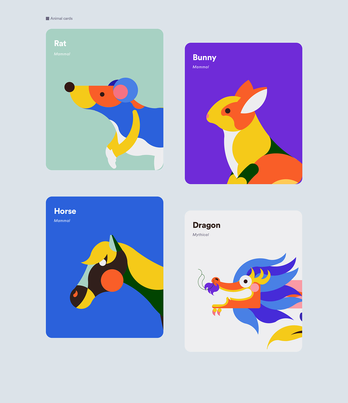 animal ux UI animated gif app colorful dictionary card geometric