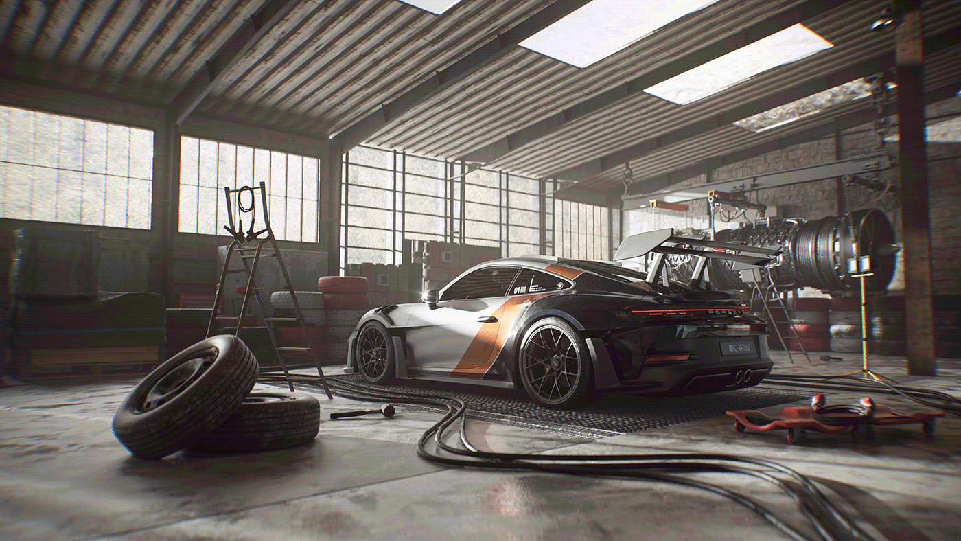 car 3D c4d octane CGI Porsche