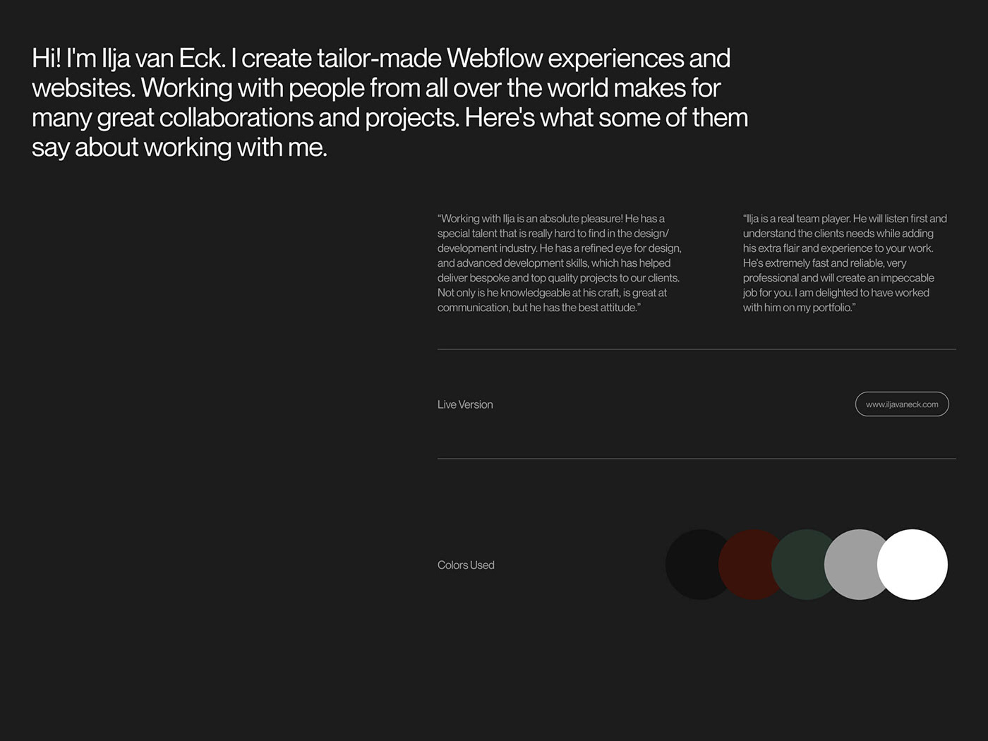 minimal portfolio UI ux Webdesign Webflow Website