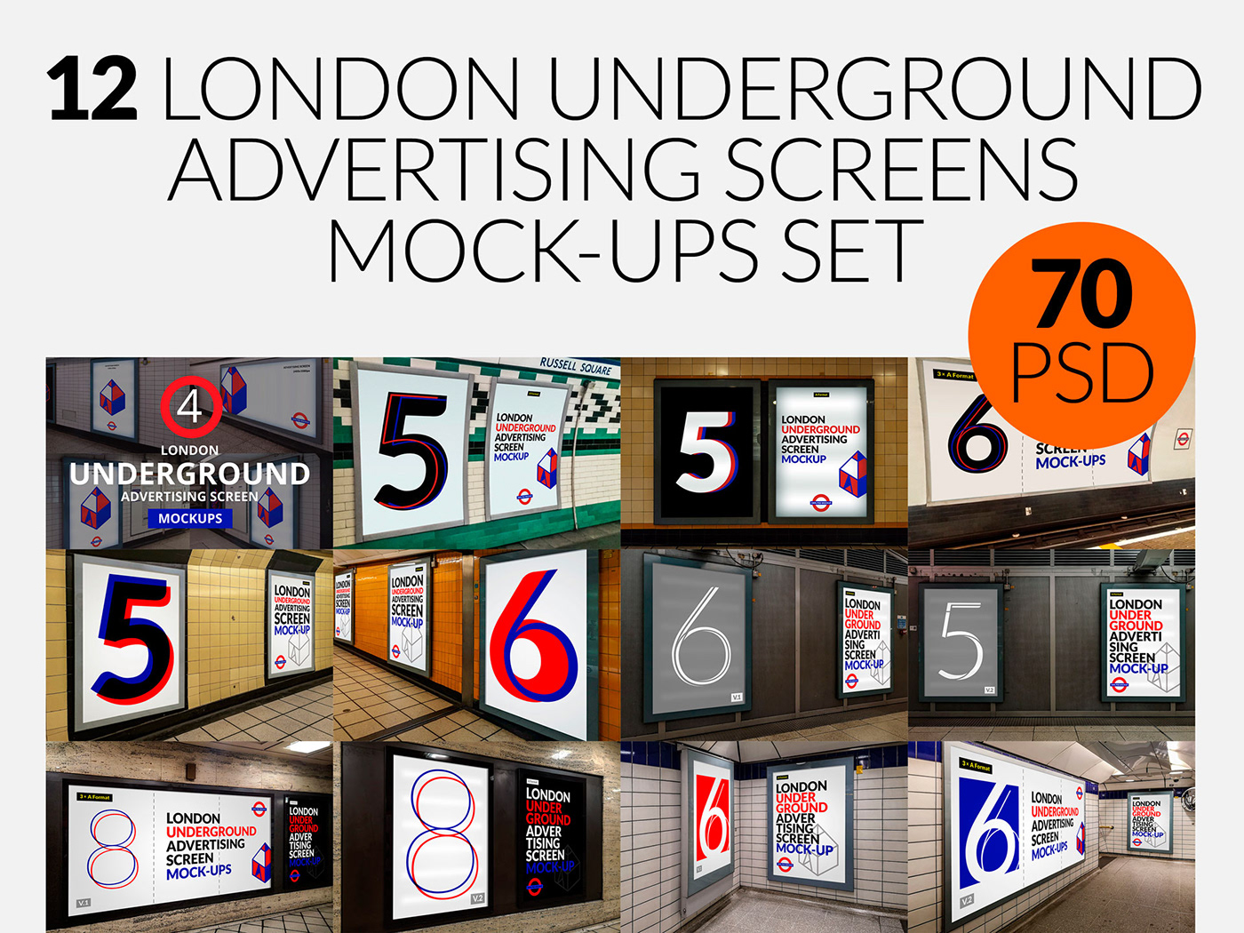 Mockup mock-up London underground tube metro poster screen subway advertisement
