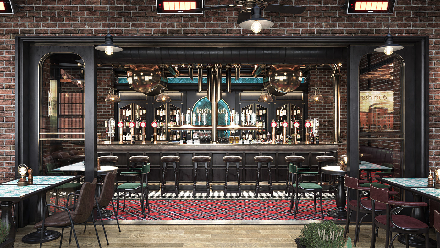 bar pub restaurant design interior design  exterior architecture Render 3D 3ds max