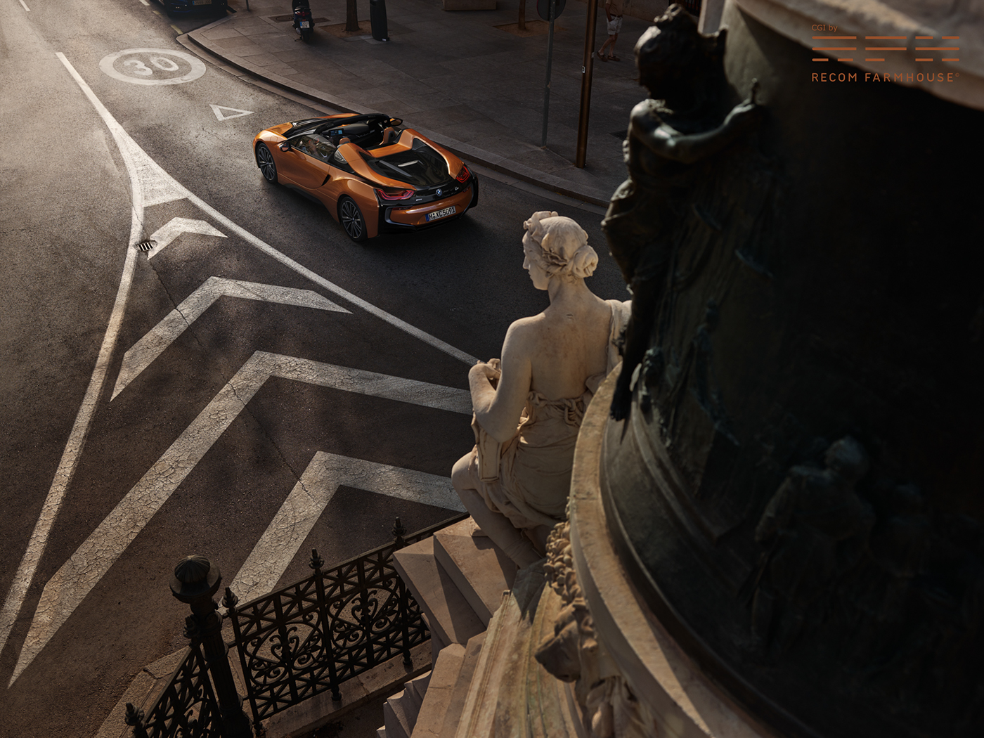 automotive   car coupe roadster shadow light CGI madrid orange hybrid