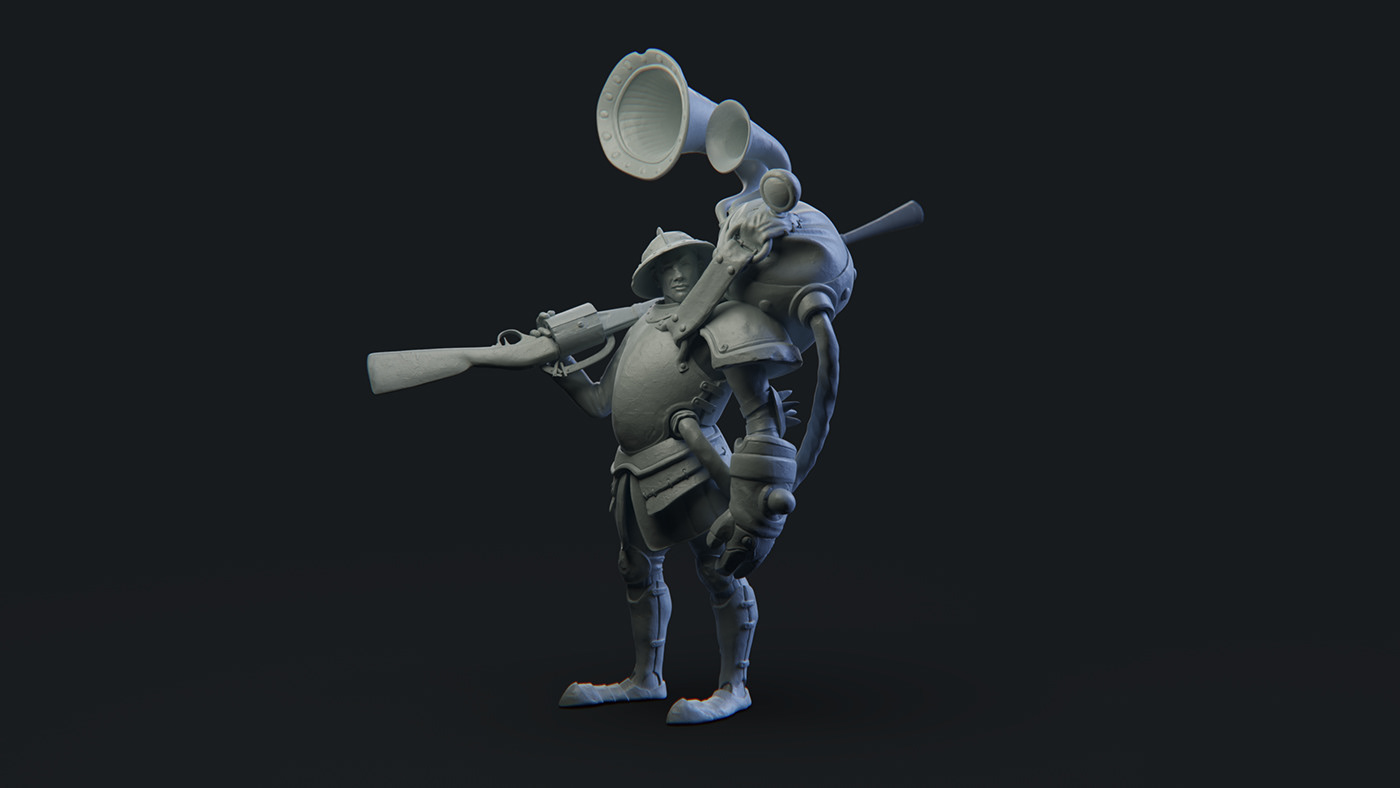 3D concept art human hunter knight musketeeer pathfinder settler stylized Zbrush