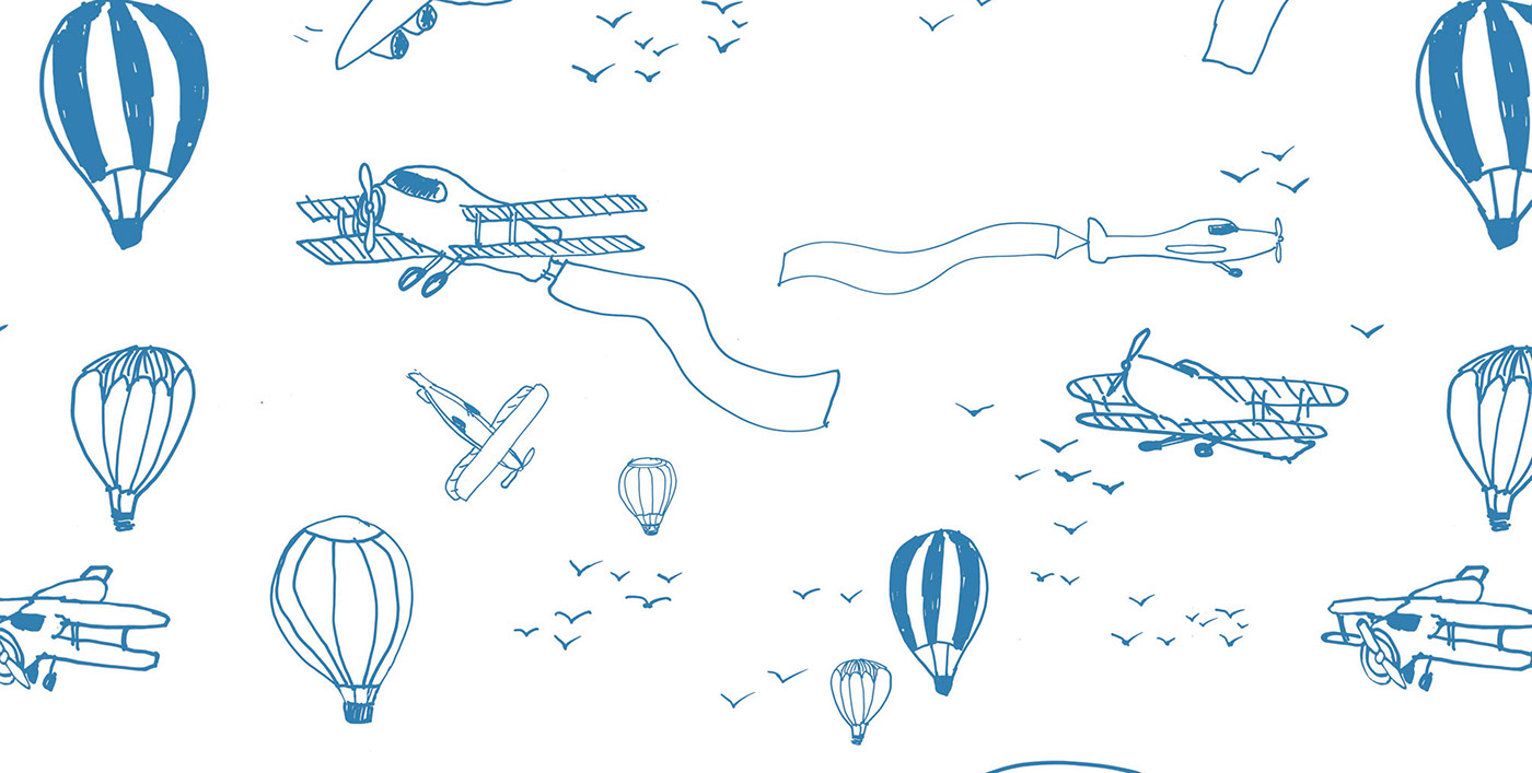 adventure awaits adventure compass hot air balloons planes Patterns doodle