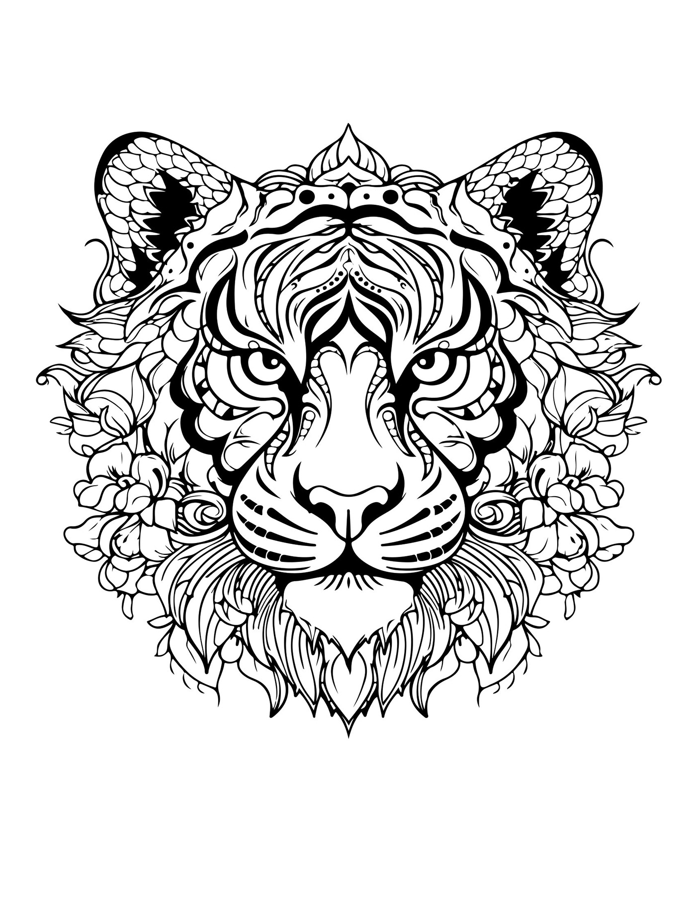 tiger animal Drawing  Mandala Mandala Art animal illustration tiger art tiger illustration tiger mandala tiger with flowers