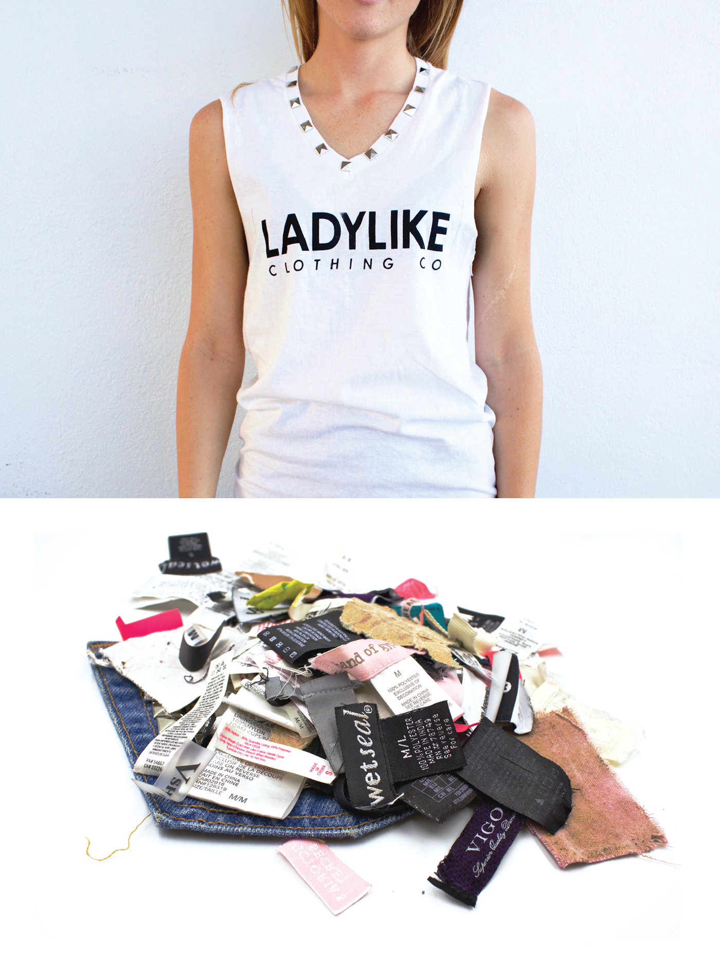 ladylike Clothing design branding  sewing stitch handstitch tag designer textile