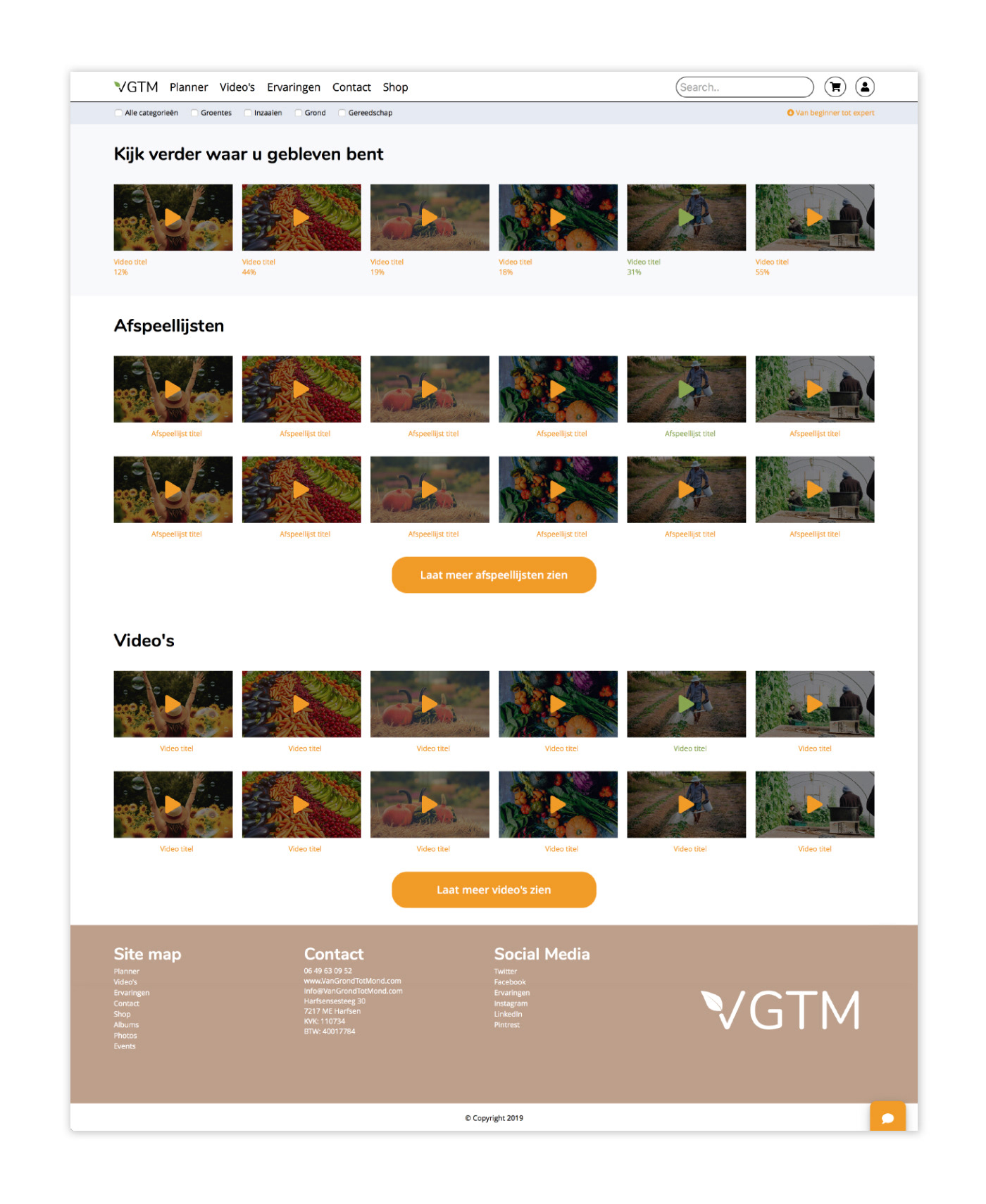 Van grond tot mond VGTM Website design xD Adobe XD Webdesign