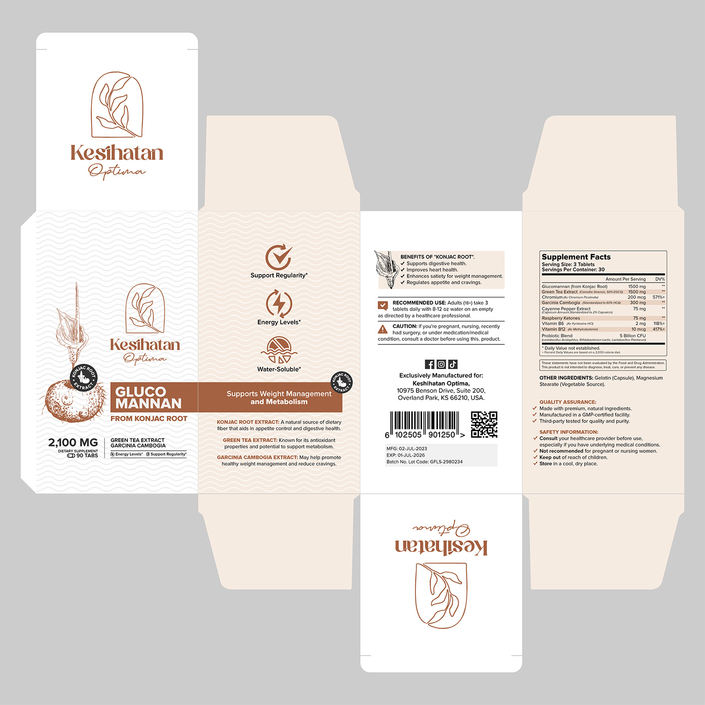 box design supplement Packaging Gluco Mannan Konjac root Konjac root supplement