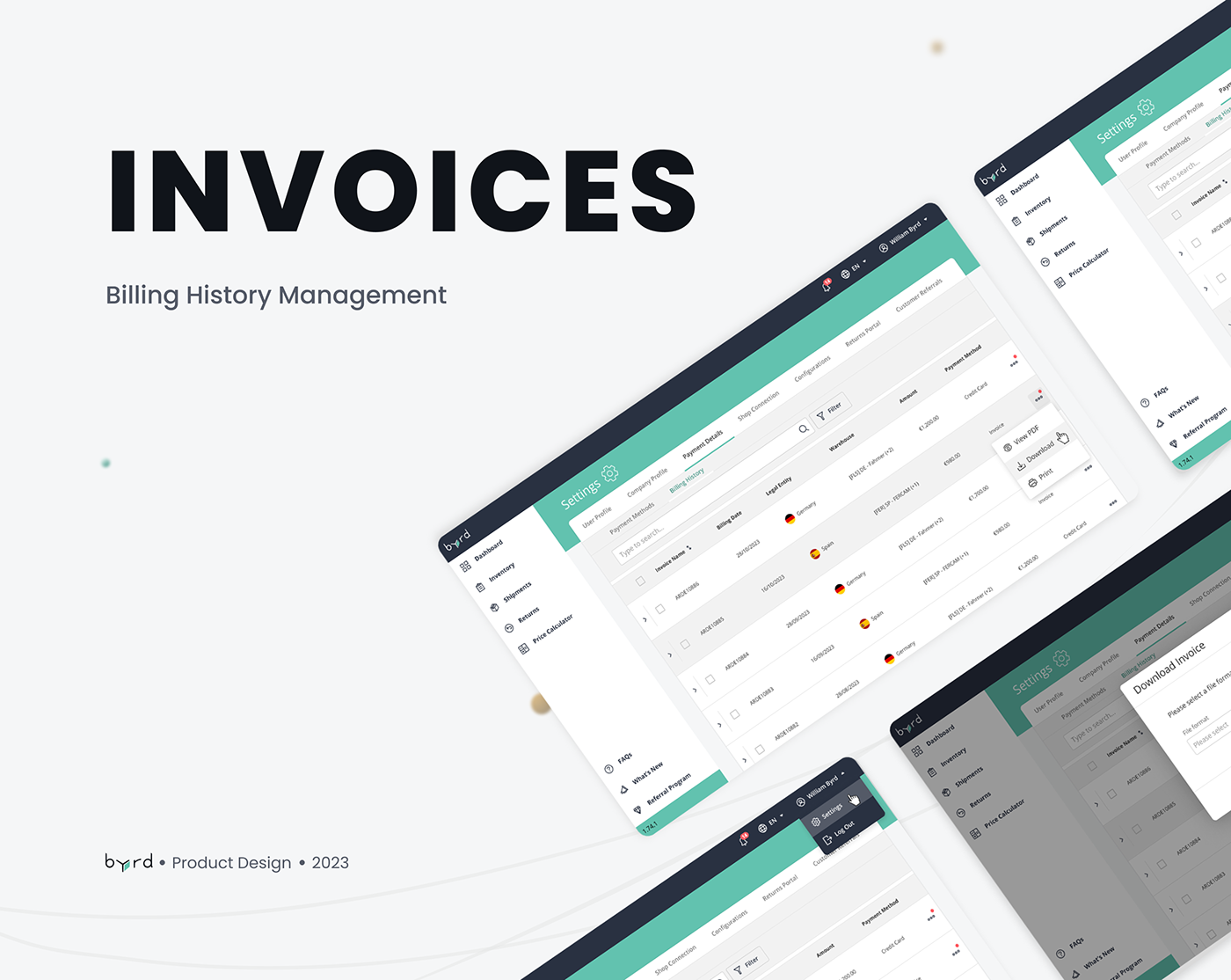 product design  ui ux Figma SAAS invoices report Fulfillment billing payment