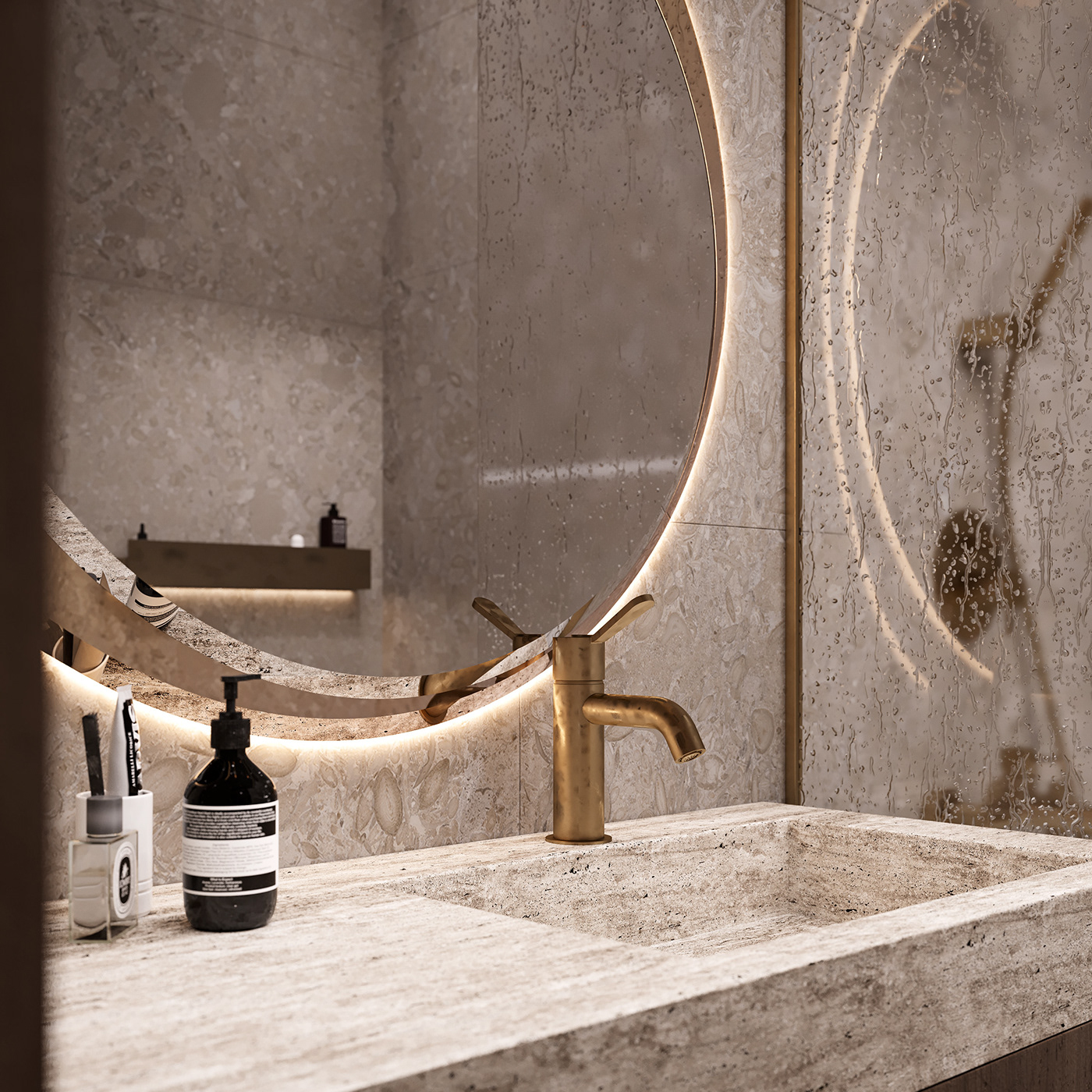 barhroom CoronaRender  design Interior minimalistic modern Style toilet visualization wc ванная визуализация дизайн интерьер Санузел
