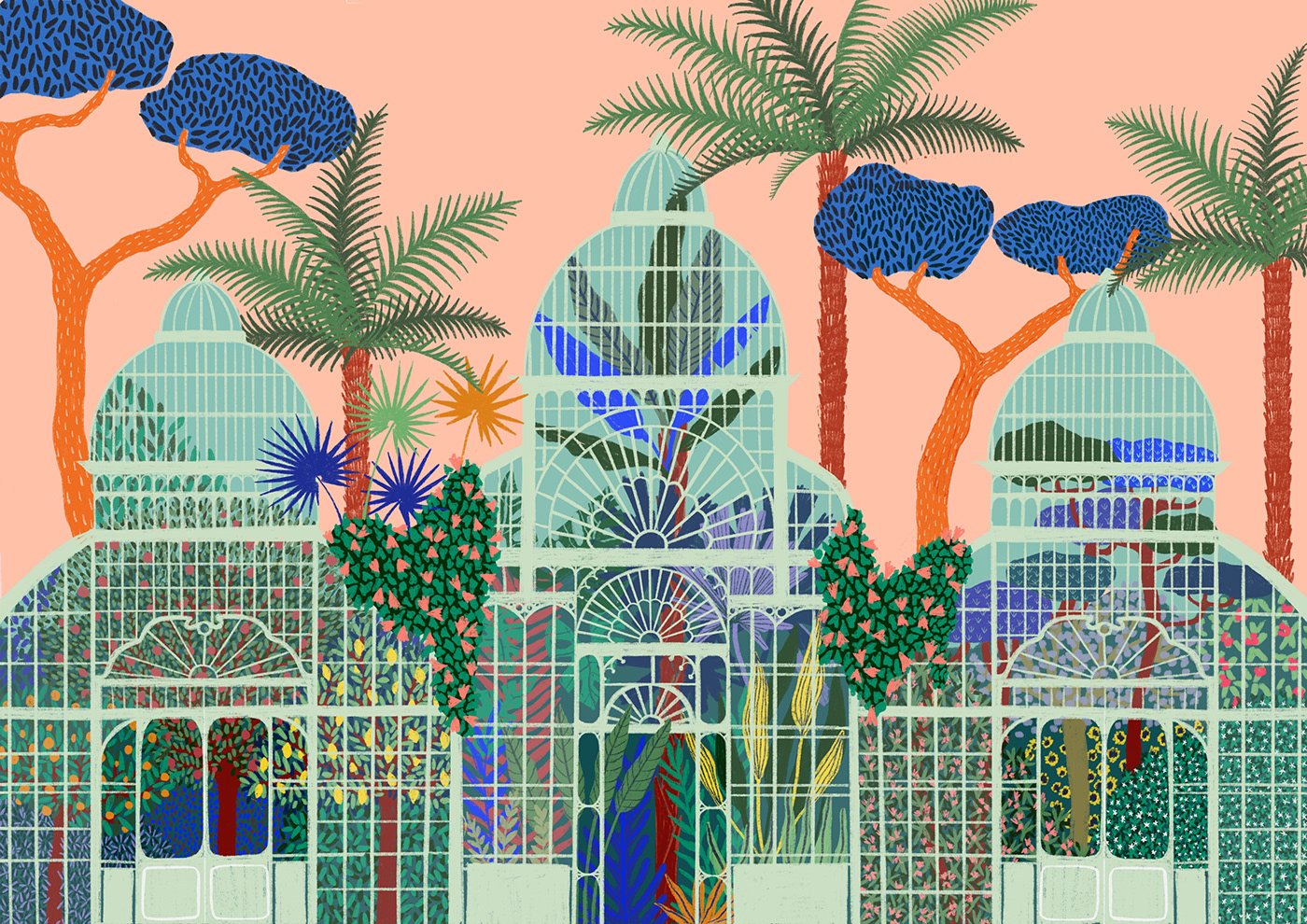 architecture art nouveau colorful garden jardin jungle serre Tropical vegetation verrière