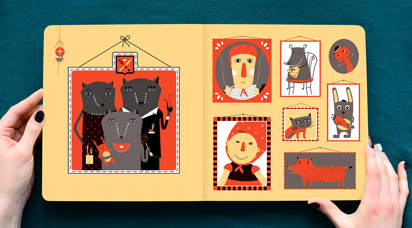 wolf book children kashchak fairy tales iIllustration Character Cat grandmother red