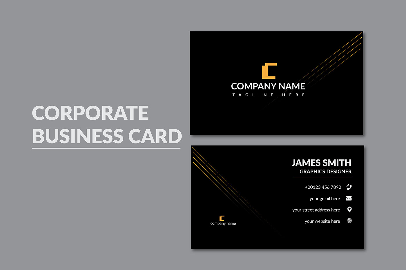 black business card company design template