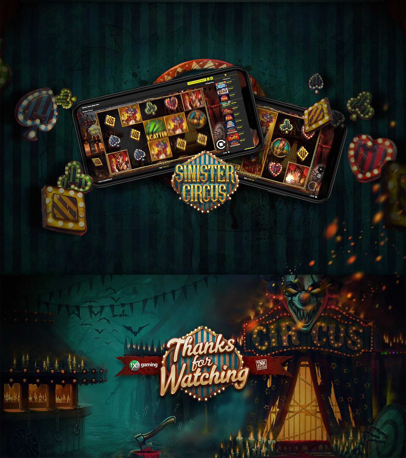 ILLUSTRATION  slot game Casino games Circus game design  character concept mobile game Game Art clown creepy