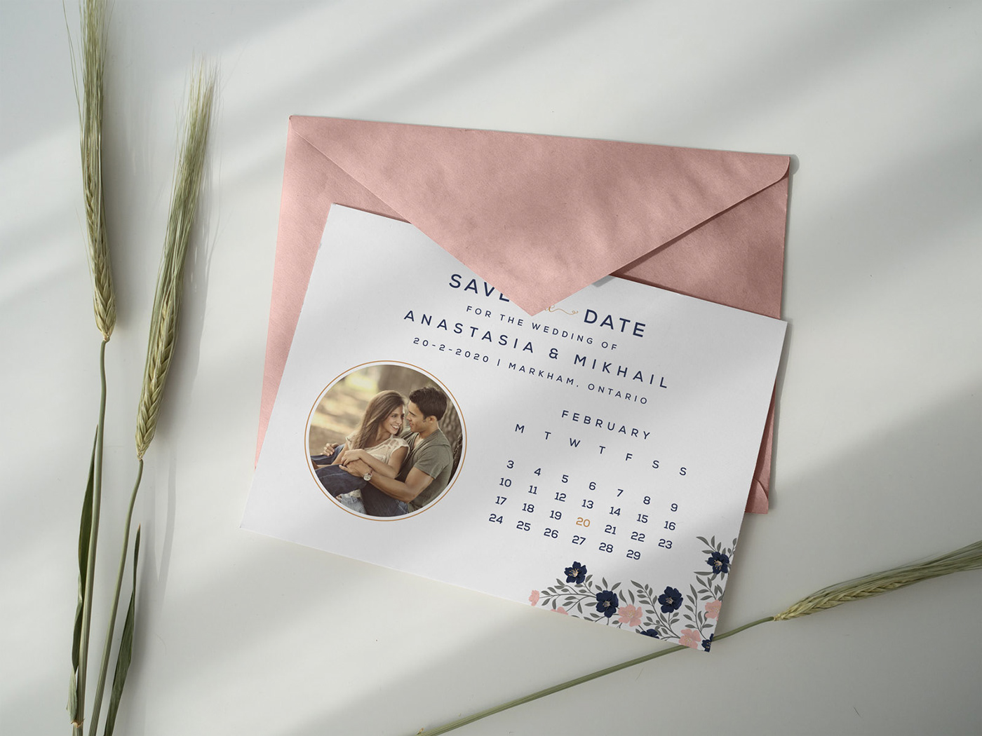 Free Save the Date Postcard Template & Envelope Mockup on Behance Regarding Save The Date Postcards Free Templates
