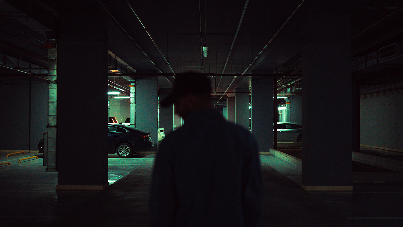 colorgrading dark Editing  garage man night parking Photography  photoshoot Urban