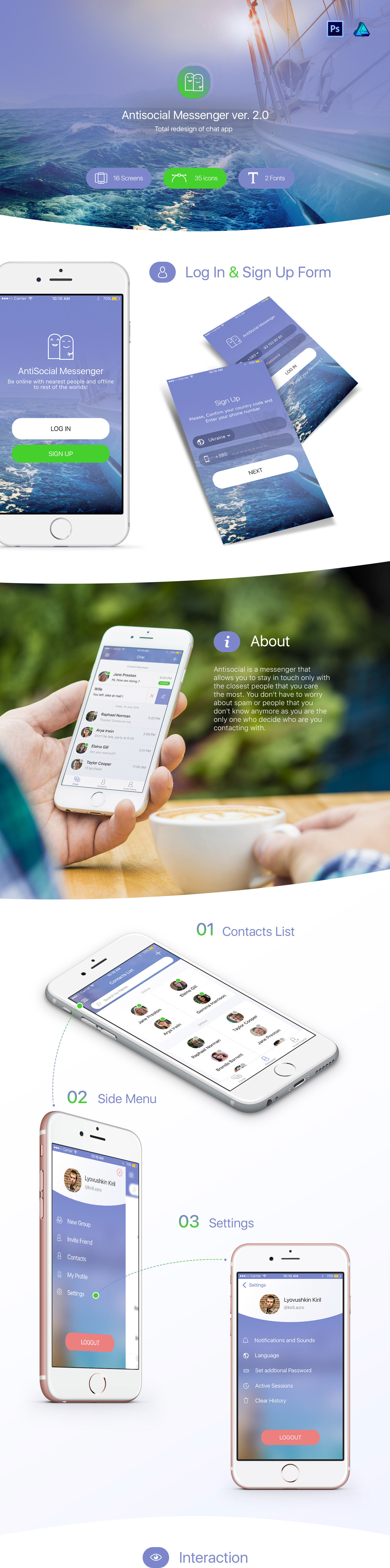 app ios messenger Chat interaction UI ux application deisgn clean