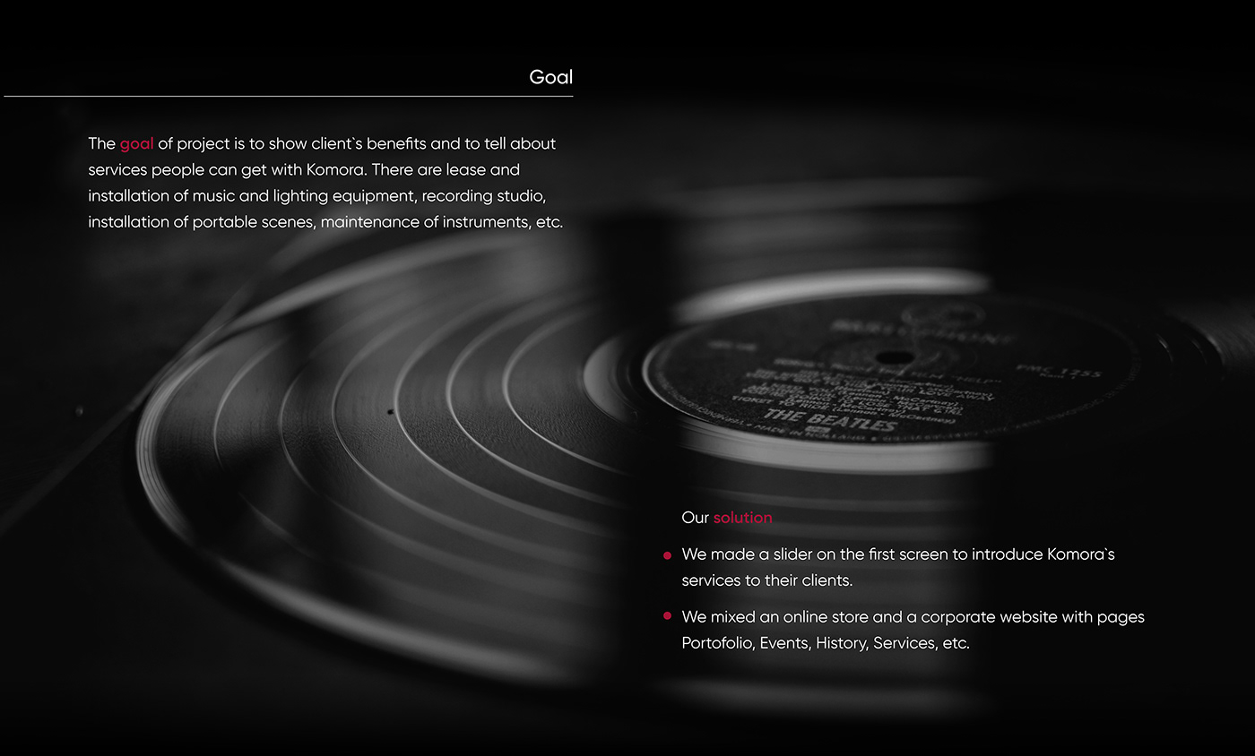Goal and Solution of the project for best user experience. Music online store
