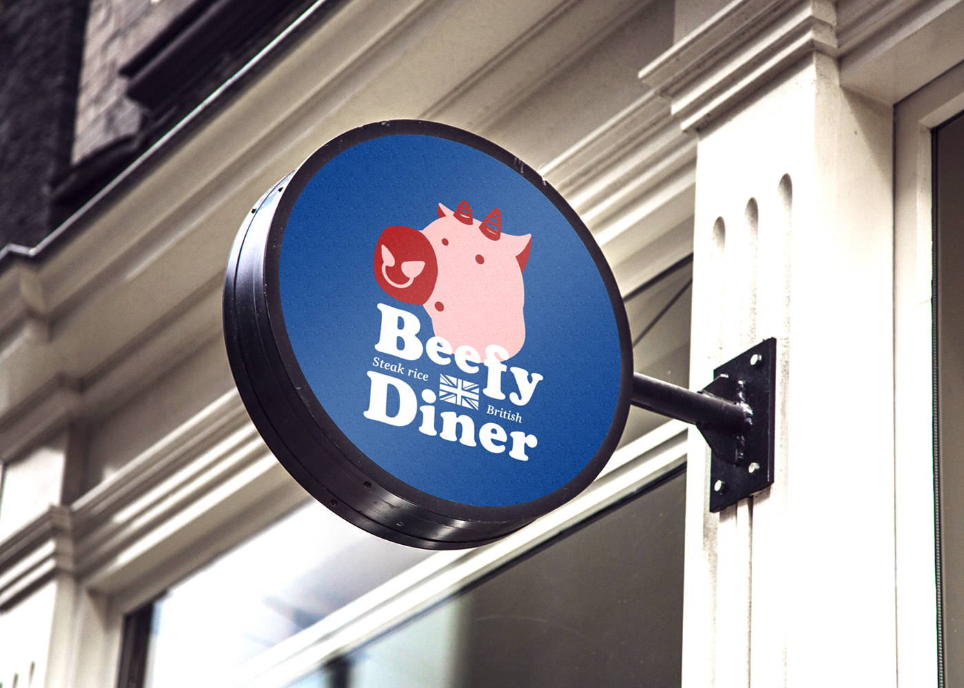 visual design VI beef diner design british poster pop cow
