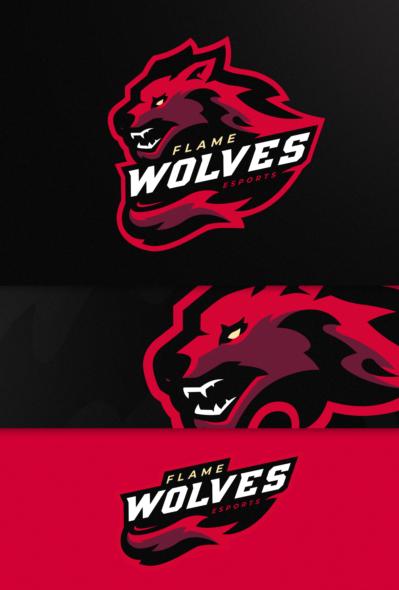 mascot logo esports Gaming wolf fire branding  logo Sports logo Merch
