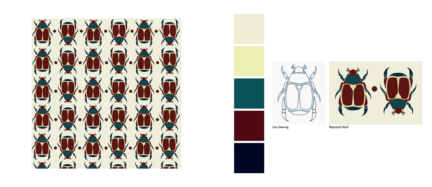 insect ILLUSTRATION  Digital Art  adobe illustrator photoshop design print textile pattern design  Fashion 