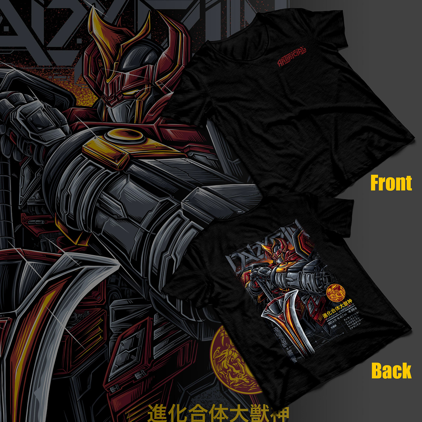 apparel art fanart ILLUSTRATION  mecha Megazord Power Rangers robot t-shirt Tshirt Design