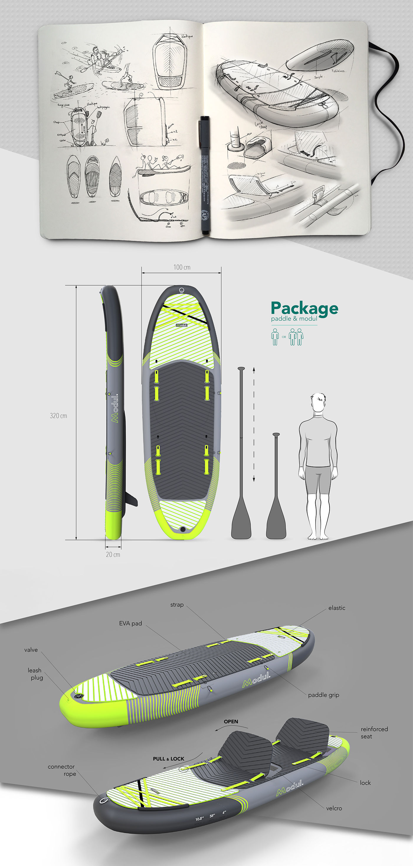 stand up paddle sup Paddle kayak design inflatable product design  sport water industrial design 